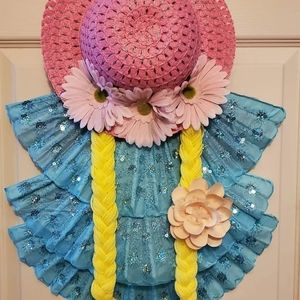 Girl Hat Wreaths Door Decor, Home Decor Bow Holder